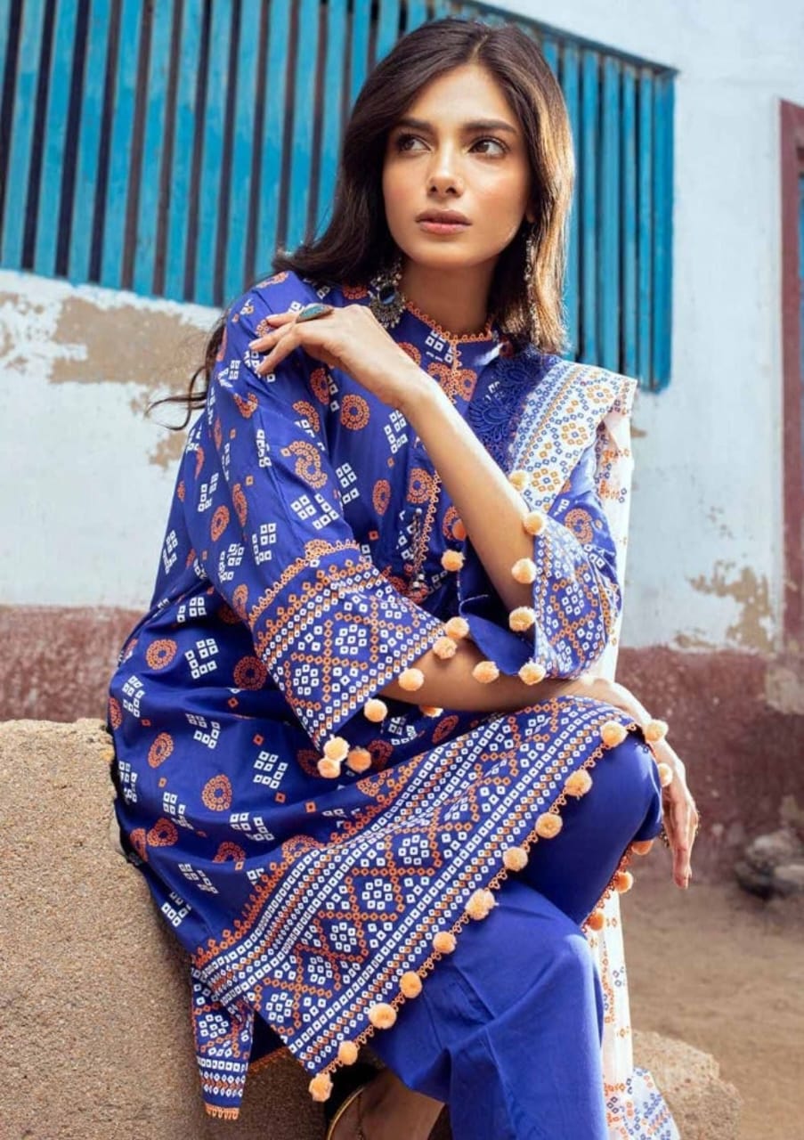 Gul Ahmed Chunri Embroidered Lawn Unstitched 3Pc Suit
