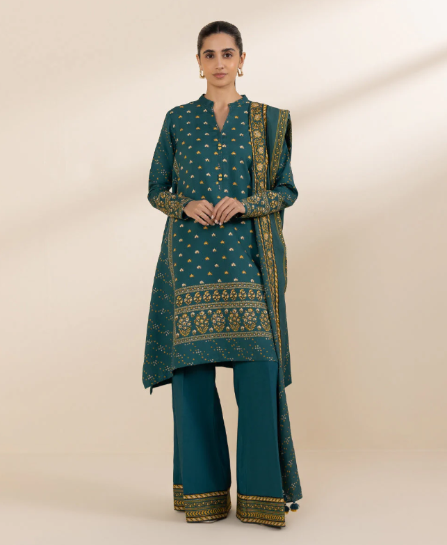 SAPPHIRE LINEN UNSTITCHED 3 PIECE PRINTED SUIT