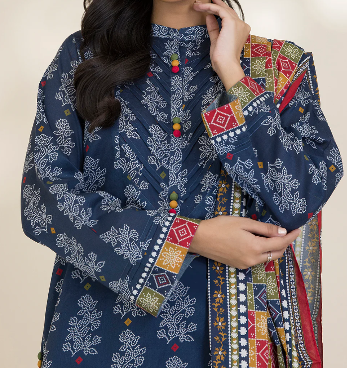 3PC Printed Zellbury Cotton Shirt Shalwar Dupatta