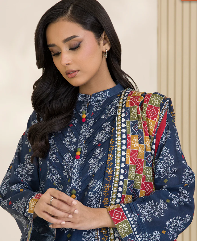 3PC Printed Zellbury Cotton Shirt Shalwar Dupatta