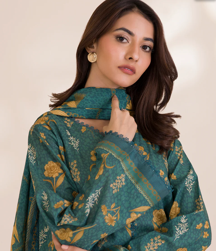 3PC Printed Zellbury Cotton Shirt Shalwar Dupatta