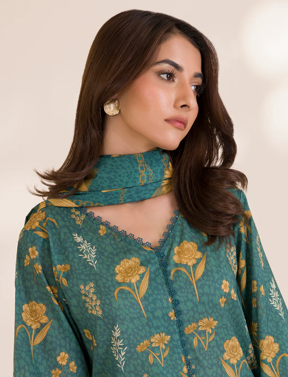 3PC Printed Zellbury Cotton Shirt Shalwar Dupatta