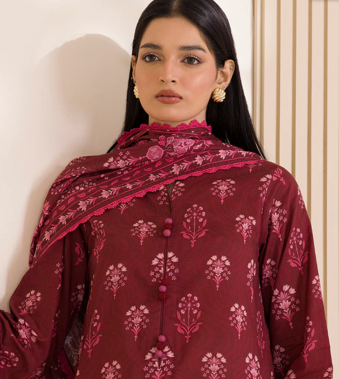 3PC Printed Zellbury Cotton Shirt Shalwar Dupatta