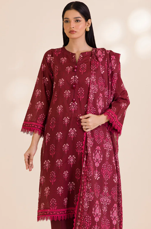 3PC Printed Zellbury Cotton Shirt Shalwar Dupatta