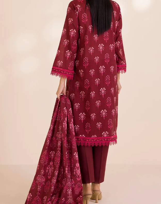 3PC Printed Zellbury Cotton Shirt Shalwar Dupatta