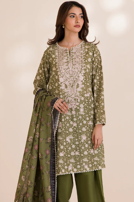 3PC Embroidered Zellbury Cotton Shirt Shalwar Dupatta
