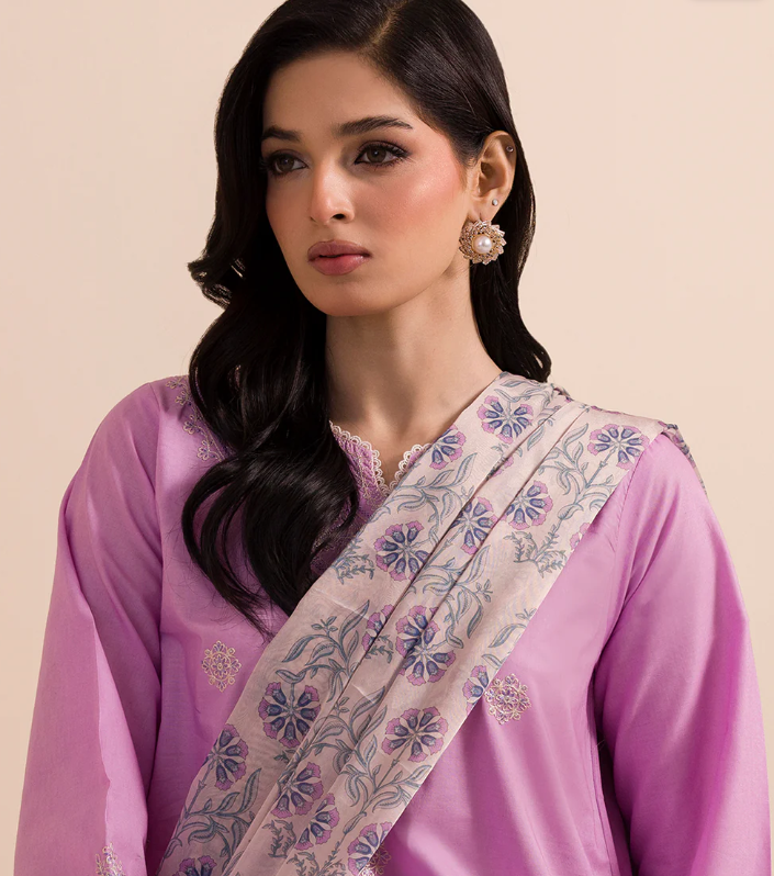 3PC Embroidered Zellbury Cotton Shirt Shalwar Dupatta