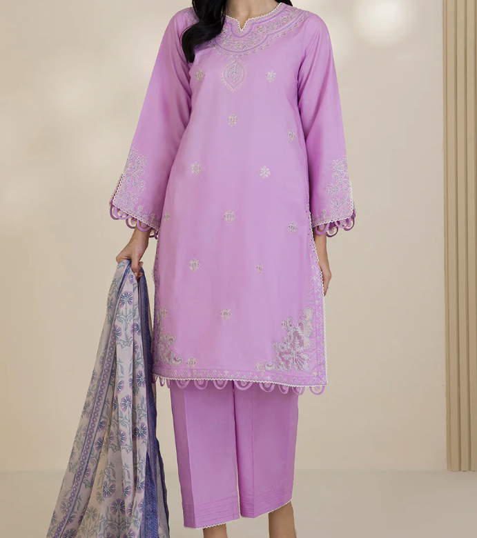3PC Embroidered Zellbury Cotton Shirt Shalwar Dupatta