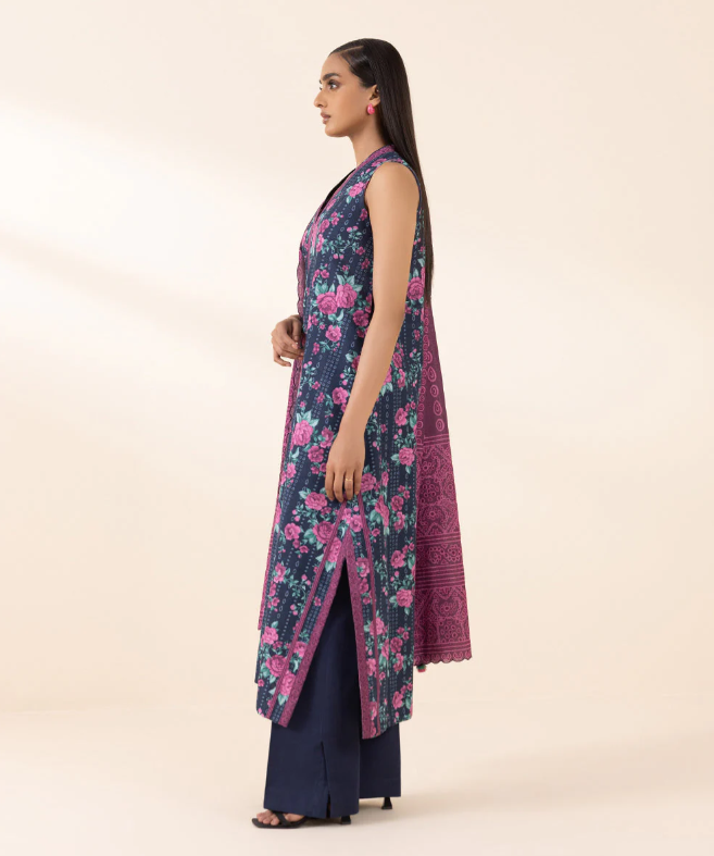 SAPPHIRE PRINTED LIGHT KHADDAR UNSTITCHED 3 PC SUIT