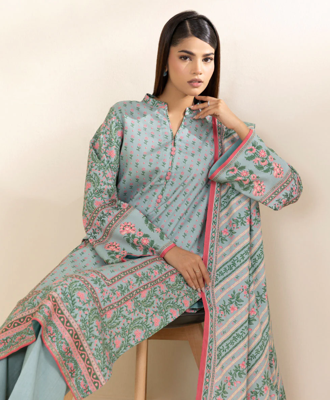 SAPPHIRE LINEN UNSTITCHED 3 PIECE PRINTED SUIT