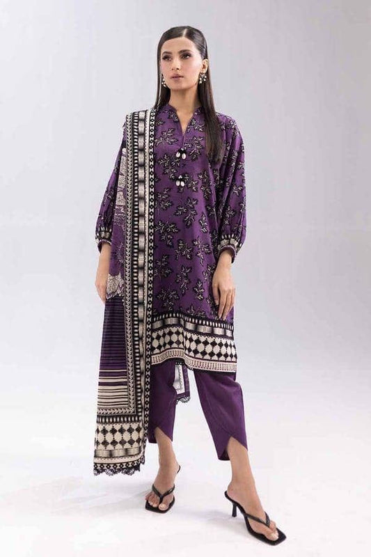 Gul Ahmed Printed Lawn Unstitched 3Pc Suit