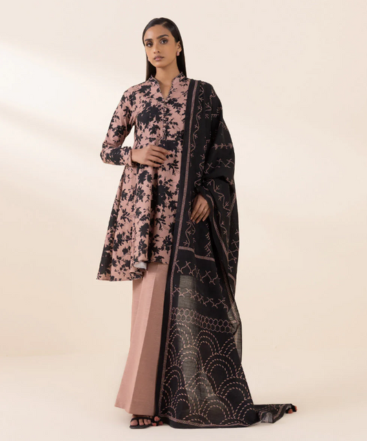 SAPPHIRE PRINTED LIGHT KHADDAR UNSTITCHED 3 PC SUIT