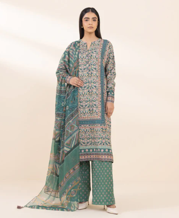 SAPPHIRE UNSTITCHED 3 PIECE PRINTED LIGHT KHADDAR SUIT