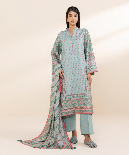 SAPPHIRE LINEN UNSTITCHED 3 PIECE PRINTED SUIT