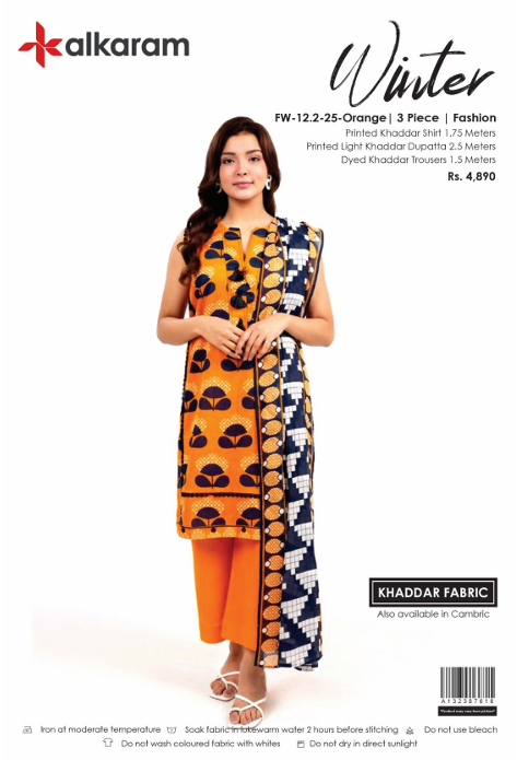 Al Karam PRINTED KHADDAR 3PC SUIT UNSTITCHED