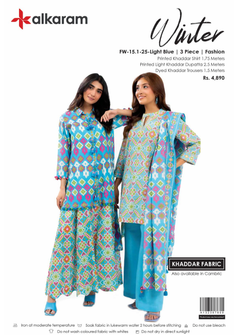 Al Karam PRINTED KHADDAR 3PC SUIT UNSTITCHED