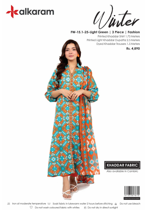 Al Karam PRINTED KHADDAR 3PC SUIT UNSTITCHED