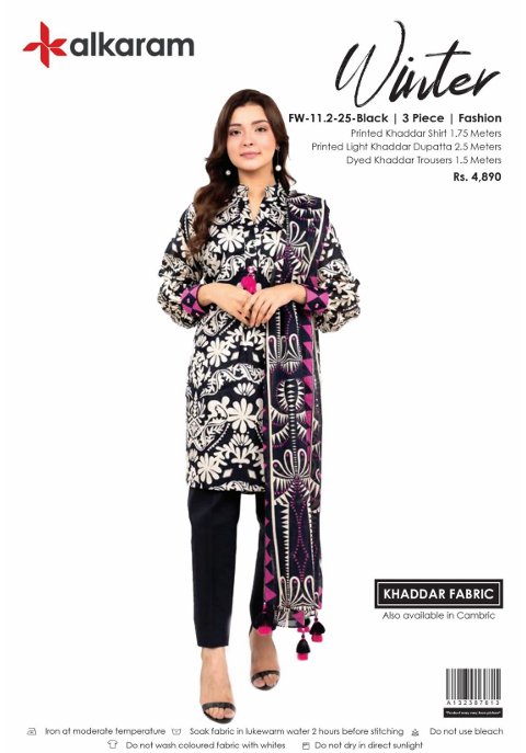 Al Karam PRINTED KHADDAR 3PC SUIT UNSTITCHED