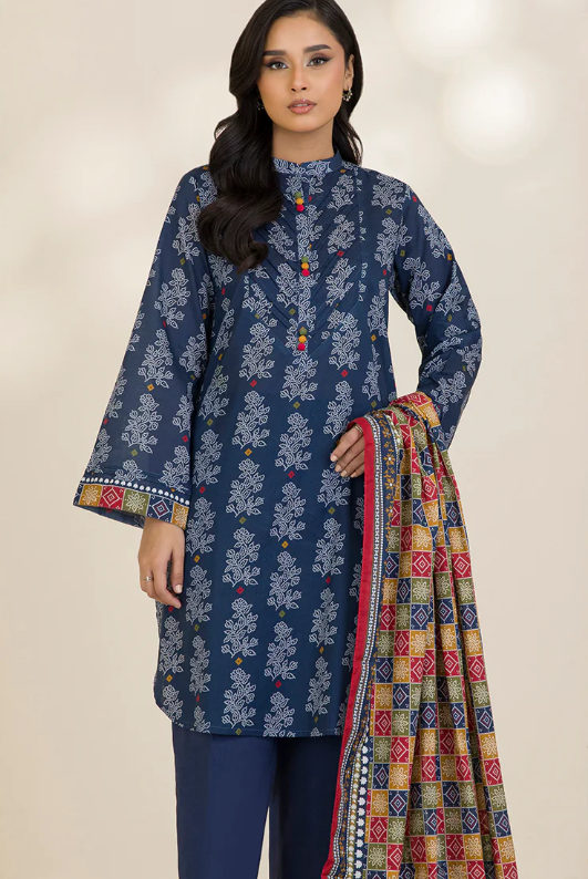 3PC Printed Zellbury Cotton Shirt Shalwar Dupatta