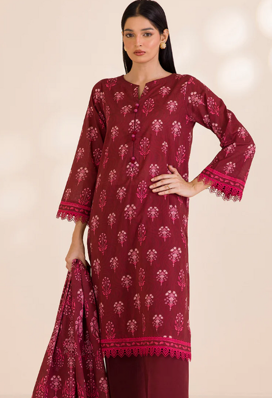 3PC Printed Zellbury Cotton Shirt Shalwar Dupatta