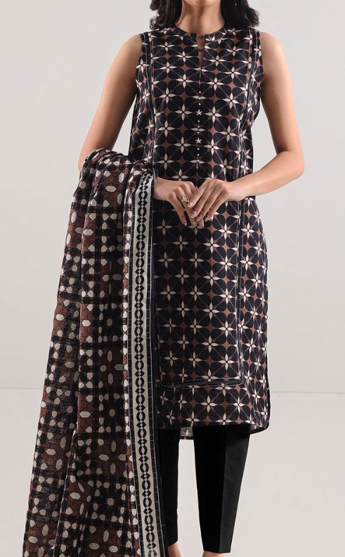 SAYA 3PC Printed Cotton Khaddar Unstitched