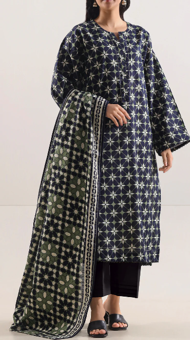 SAYA 3PC Printed Cotton Khaddar Unstitched