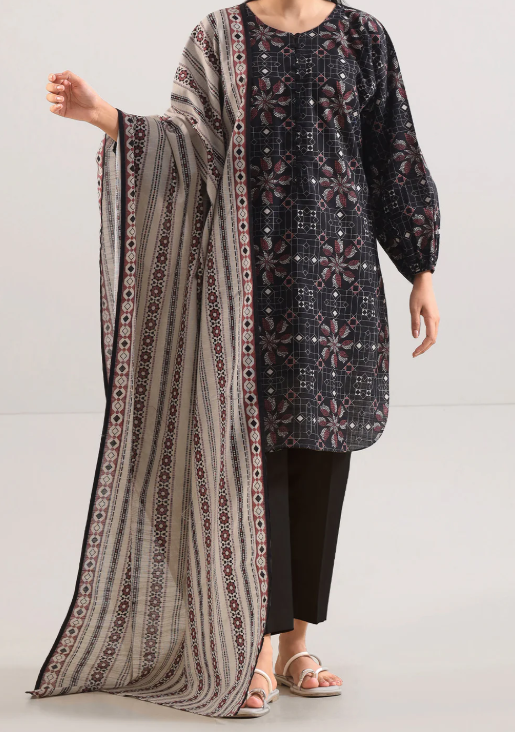 SAYA 3PC Printed Cotton Khaddar Unstitched