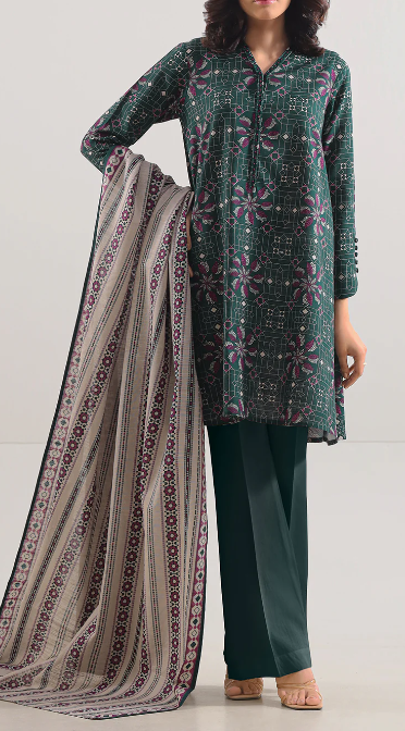 SAYA 3PC Printed Cotton Khaddar Unstitched