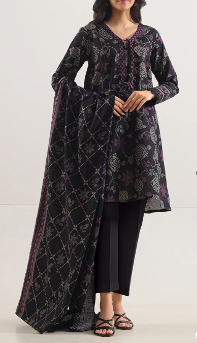 SAYA 3PC Printed Cotton Khaddar Unstitched