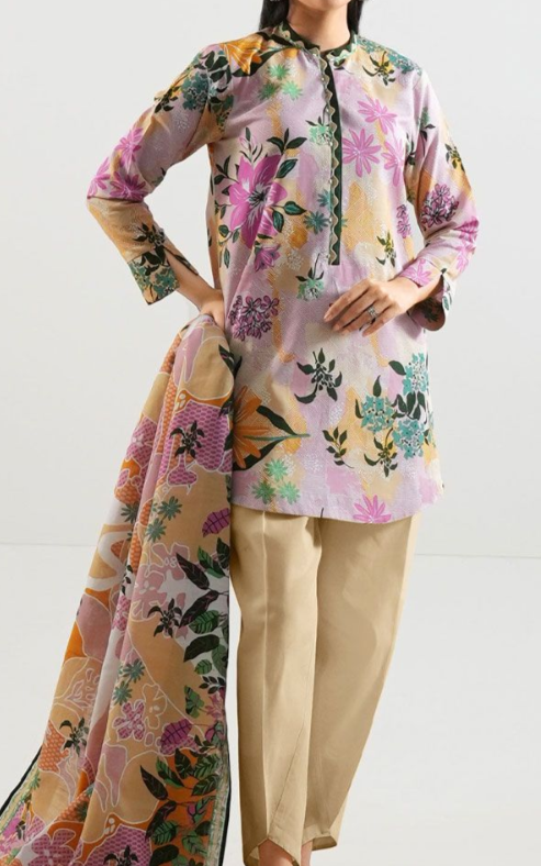 SAYA 3PC Printed Cotton Khaddar Unstitched