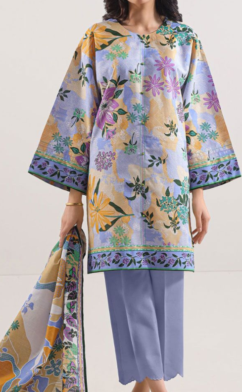 SAYA 3PC Printed Cotton Khaddar Unstitched