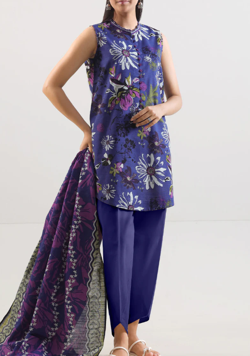 SAYA 3PC Printed Cotton Khaddar Unstitched