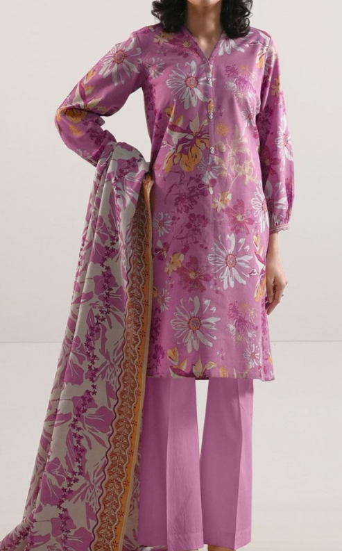 SAYA 3PC Printed Cotton Khaddar Unstitched