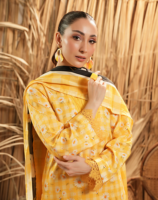 Regalia LINEN 3 PC UNSTITCHED PRINTED SUIT