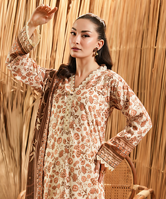 Regalia LINEN 3 PC UNSTITCHED PRINTED SUIT